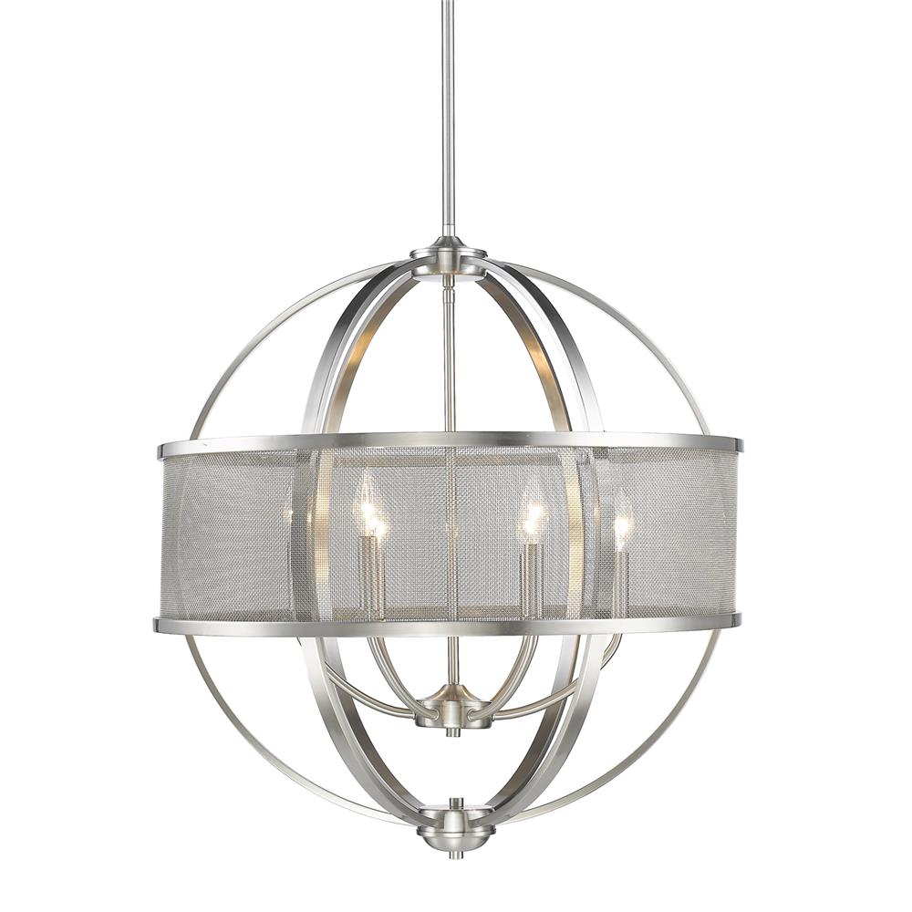 Golden Lighting 3167-6 PW-PW Colson PW 6 Light Chandelier (with shade)
